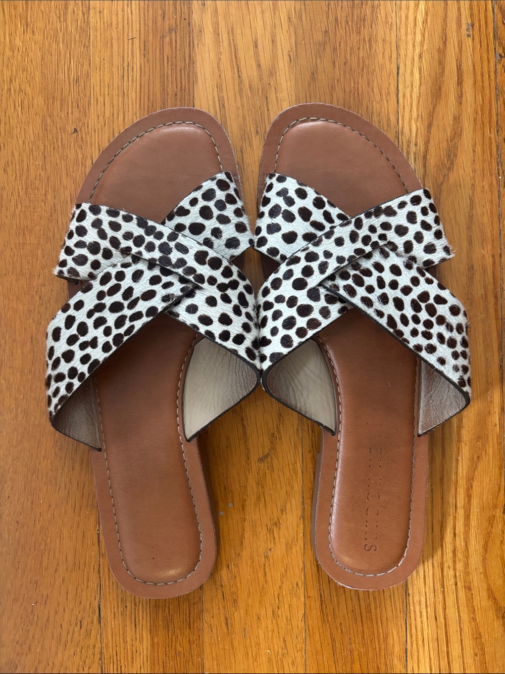 Jack Rogers White & Black Spotted Crisscross Slide Sandals